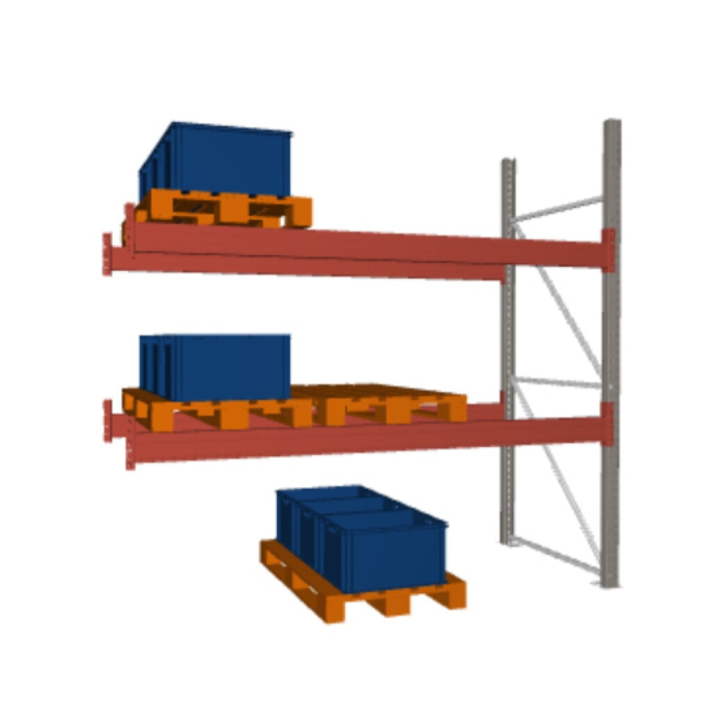META MULTIPAL Palettenregal, Anbaufeld, 2.340 kg Fachlast, 9 Palettenplätze, 2,7 m Höhe Produktabbildung: META MULTIPAL Palettenregal, Anbaufeld, 2.340 kg Fachlast, 9 Palettenplätze, 2,7 m Höhe