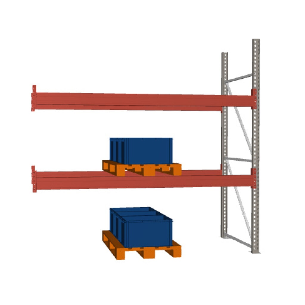 META MULTIPAL Palettenregal , Anbaufeld, Fachlast 2.970 kg, 9 Palettenplätze, 2,7 m Höhe Produktabbildung: META MULTIPAL Palettenregal , Anbaufeld, Fachlast 2.970 kg, 9 Palettenplätze, 2,7 m Höhe