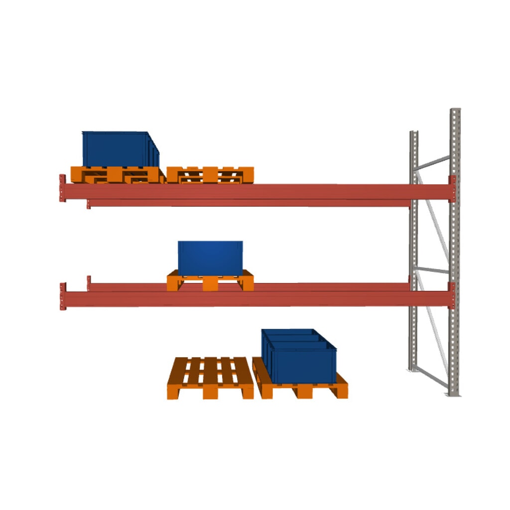 META MULTIPAL Palettenregal , Anbaufeld, Fachlast 3.960 kg, 12 Palettenplätze, 2,7 m Höhe Produktabbildung: META MULTIPAL Palettenregal , Anbaufeld, Fachlast 3.960 kg, 12 Palettenplätze, 2,7 m Höhe