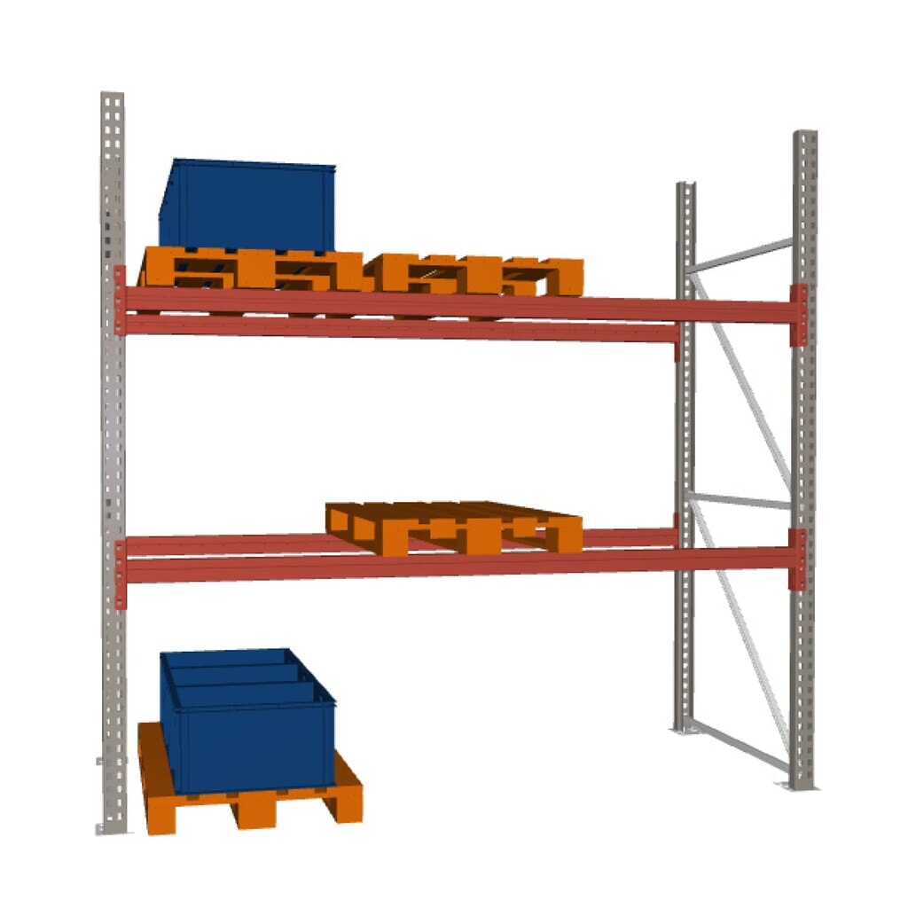 Produktabbildung: META MULTIPAL Palettenregal , Fachlast 1470 kg, 9 Palettenplätze, 2,7 m Höhe, 1 Feld