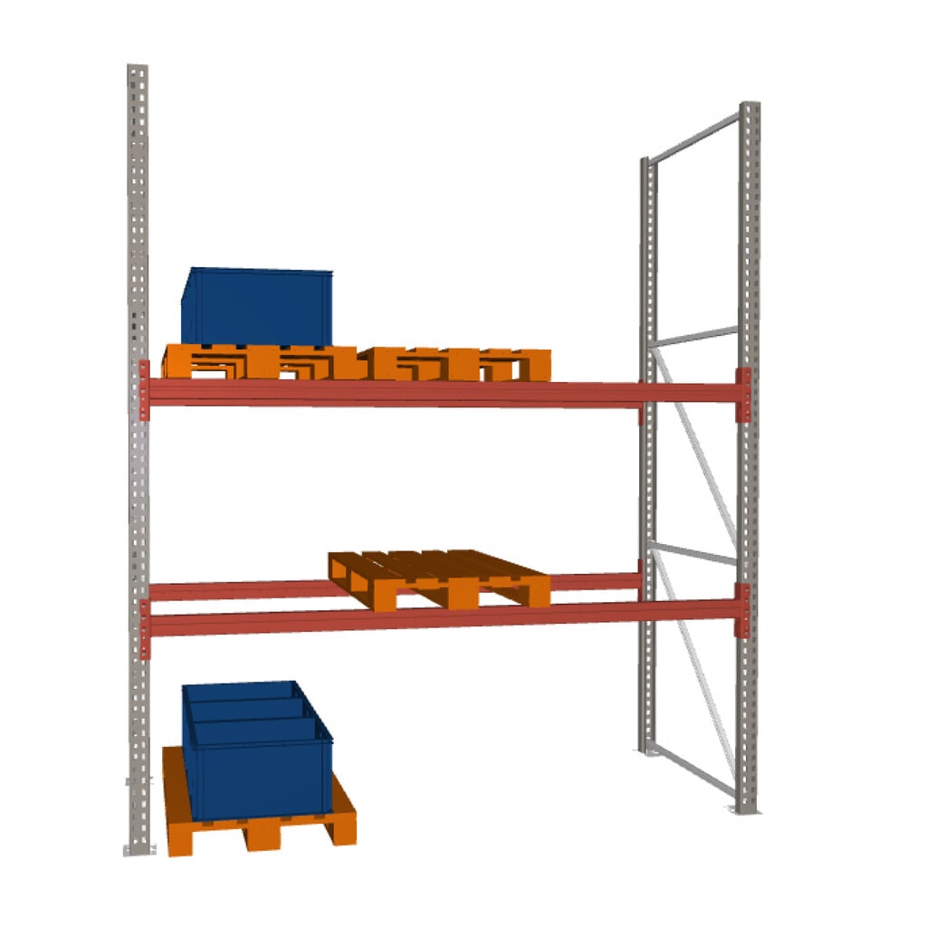 META MULTIPAL Palettenregal , Fachlast 1470 kg, 9 Palettenplätze, 3,3 m Höhe, 1 Feld Produktabbildung: META MULTIPAL Palettenregal , Fachlast 1470 kg, 9 Palettenplätze, 3,3 m Höhe, 1 Feld