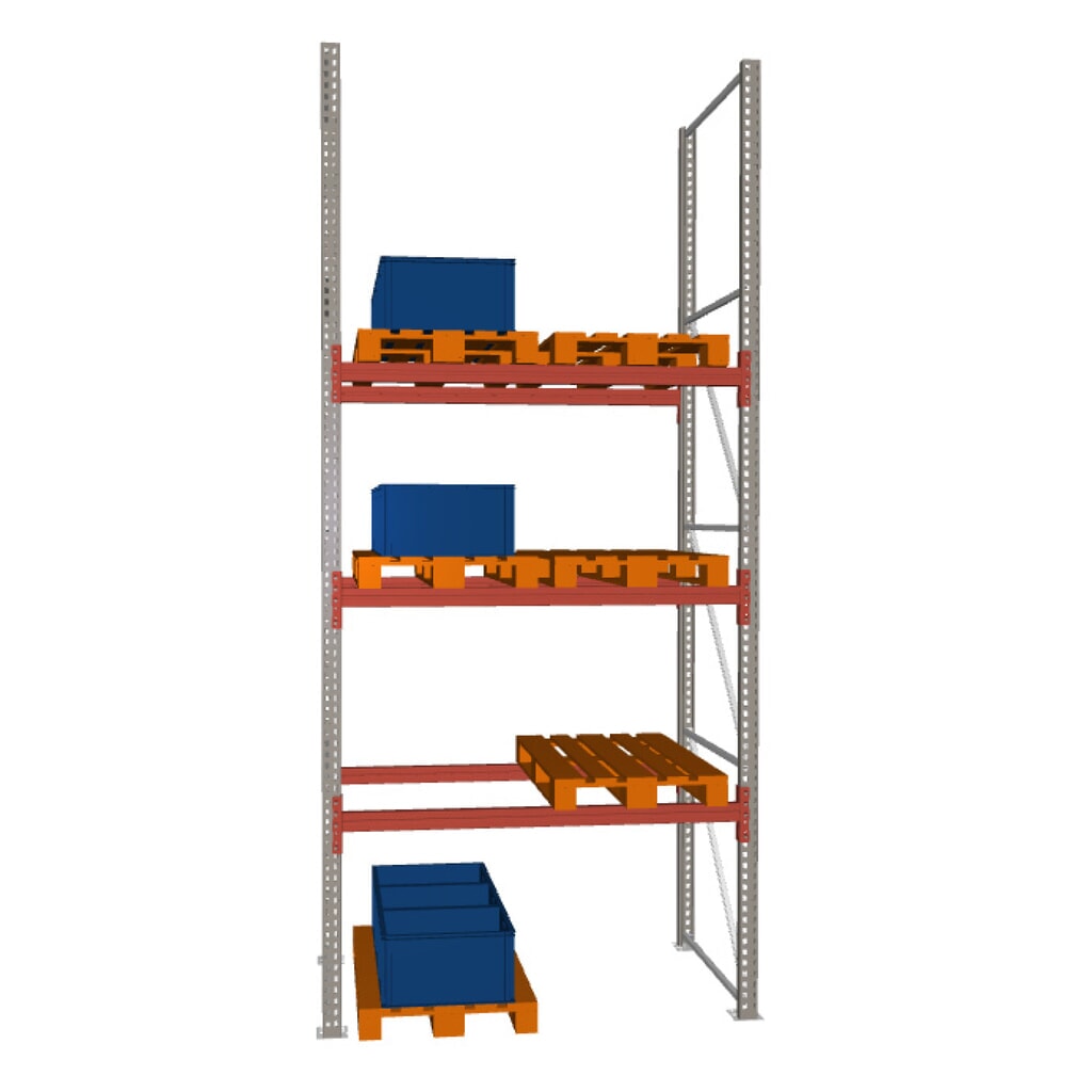 Produktabbildung: META MULTIPAL Palettenregal , Fachlast 2000 kg, 8 Palettenplätze, 4,4 m Höhe, 1 Feld