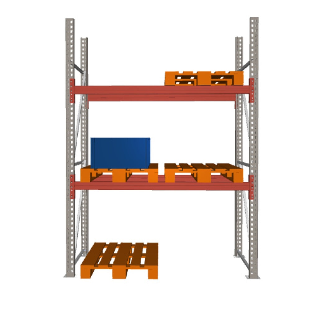 META MULTIPAL Palettenregal , Fachlast 2210 kg, 6 Palettenplätze, 2,7 m Höhe, 1 Feld Produktabbildung: META MULTIPAL Palettenregal , Fachlast 2210 kg, 6 Palettenplätze, 2,7 m Höhe, 1 Feld