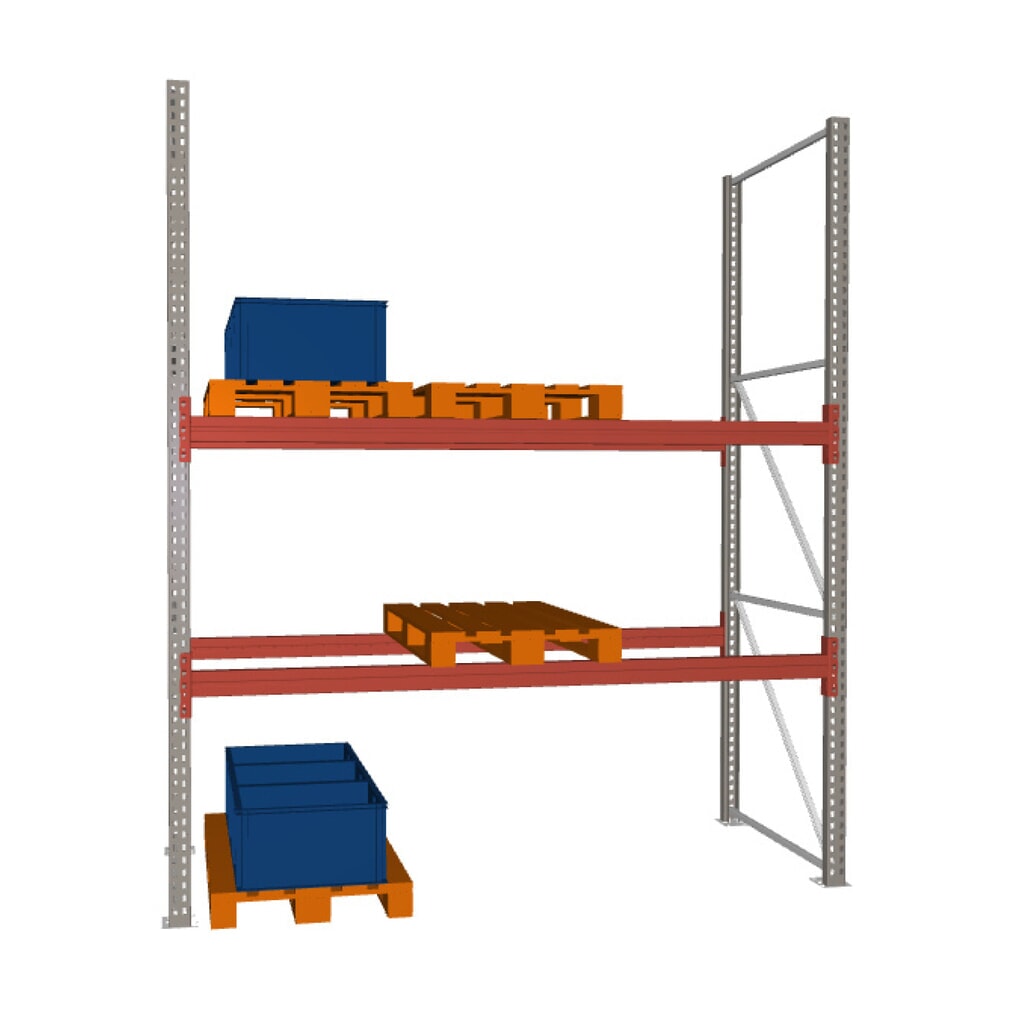 META MULTIPAL Palettenregal , Fachlast 2340 kg, 9 Palettenplätze, 3,3 m Höhe, 1 Feld Produktabbildung: META MULTIPAL Palettenregal , Fachlast 2340 kg, 9 Palettenplätze, 3,3 m Höhe, 1 Feld