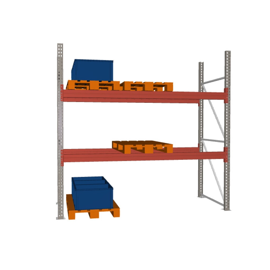 Produktabbildung: META MULTIPAL Palettenregal , Fachlast 2910 kg, 9 Palettenplätze, 2,7 m Höhe, 1 Feld