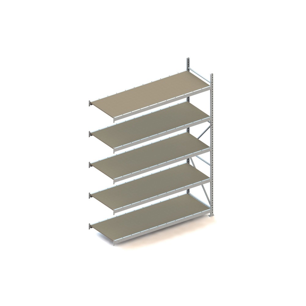 Produktabbildung: META Weitspannregal, mit Spanplatten, FL 600 kg, AF, HxBxT 3.000 x 2.200 x 800 mm