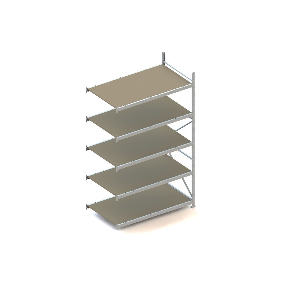 Produktabbildung: META Weitspannregal, mit Spanplatten, FL 600 kg, AF, HxBxT 3.000 x 1.800 x 1.050 mm