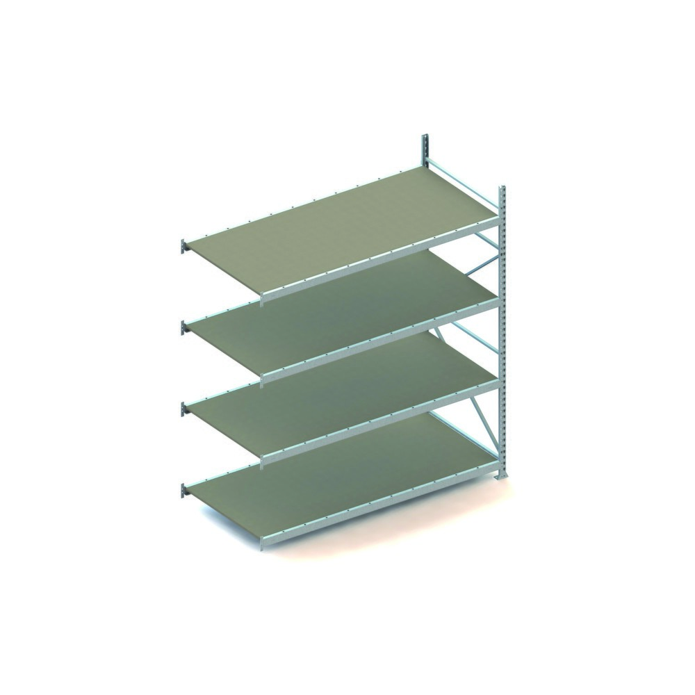 Produktabbildung: META Weitspannregal, mit Spanplatten, FL 600 kg, AF, HxBxT 2.500 x 2.200 x 1.050 mm