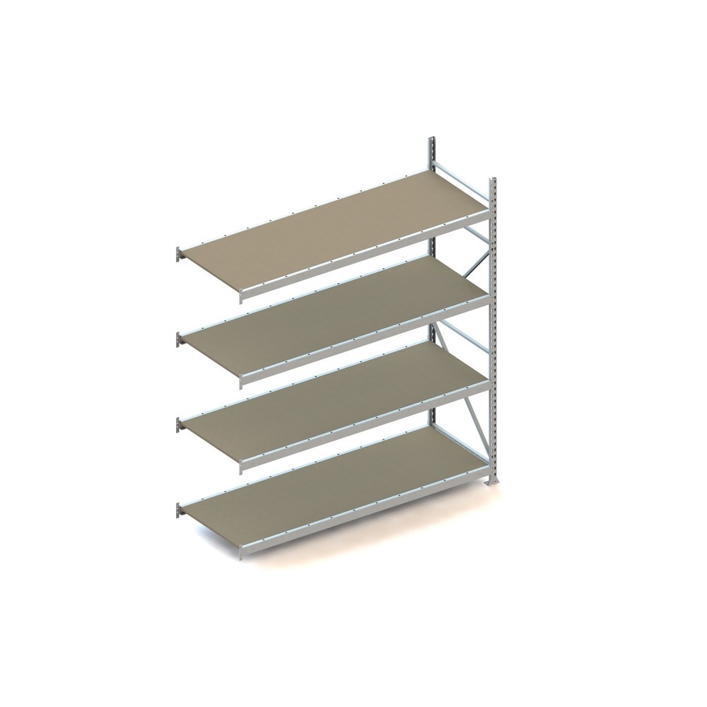 Produktabbildung: META Weitspannregal, mit Spanplatten, FL 600 kg, AF, HxBxT 2.500 x 2.200 x 800 mm
