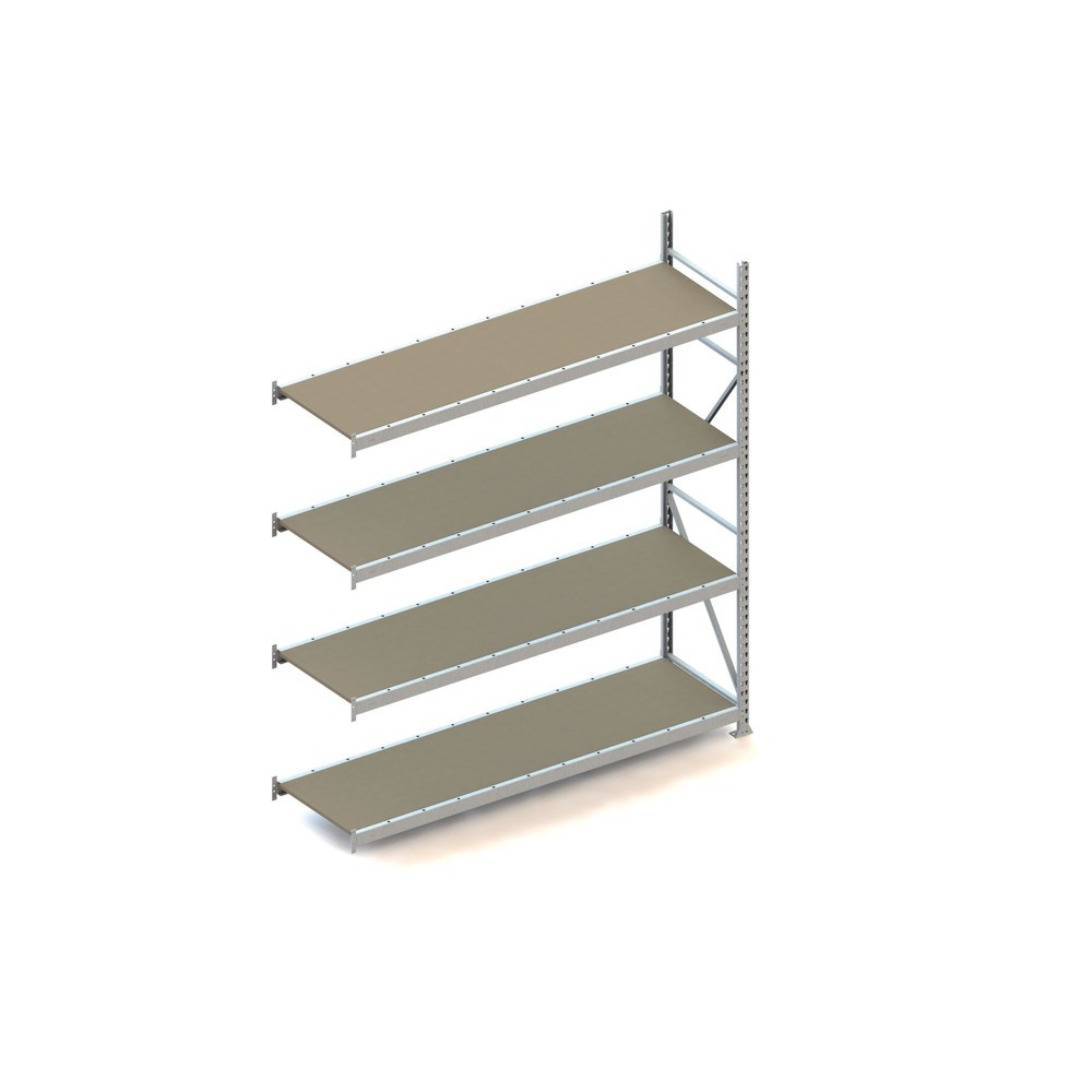 Produktabbildung: META Weitspannregal, mit Spanplatten, FL 600 kg, AF, HxBxT 2.500 x 2.200 x 650 mm