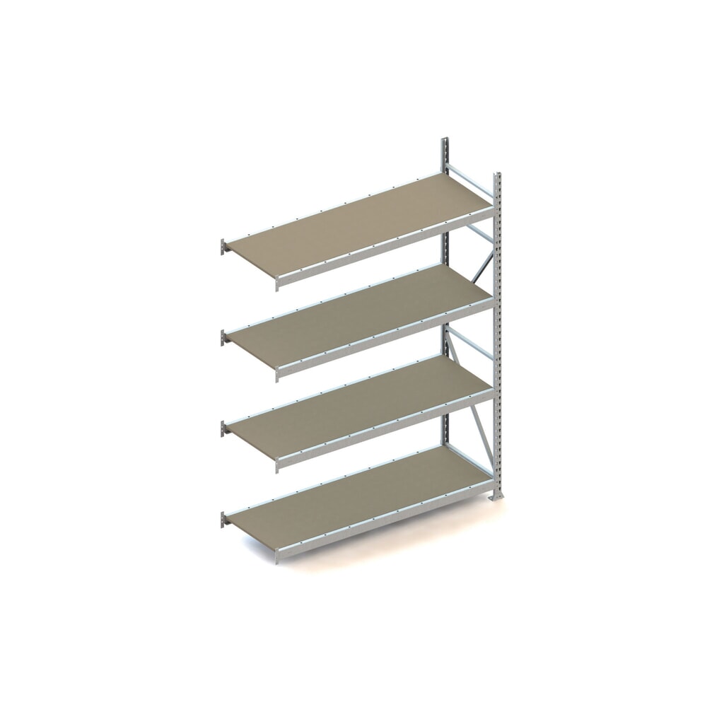 Produktabbildung: META Weitspannregal, mit Spanplatten, FL 600 kg, AF, HxBxT 2.500 x 1.800 x 650 mm