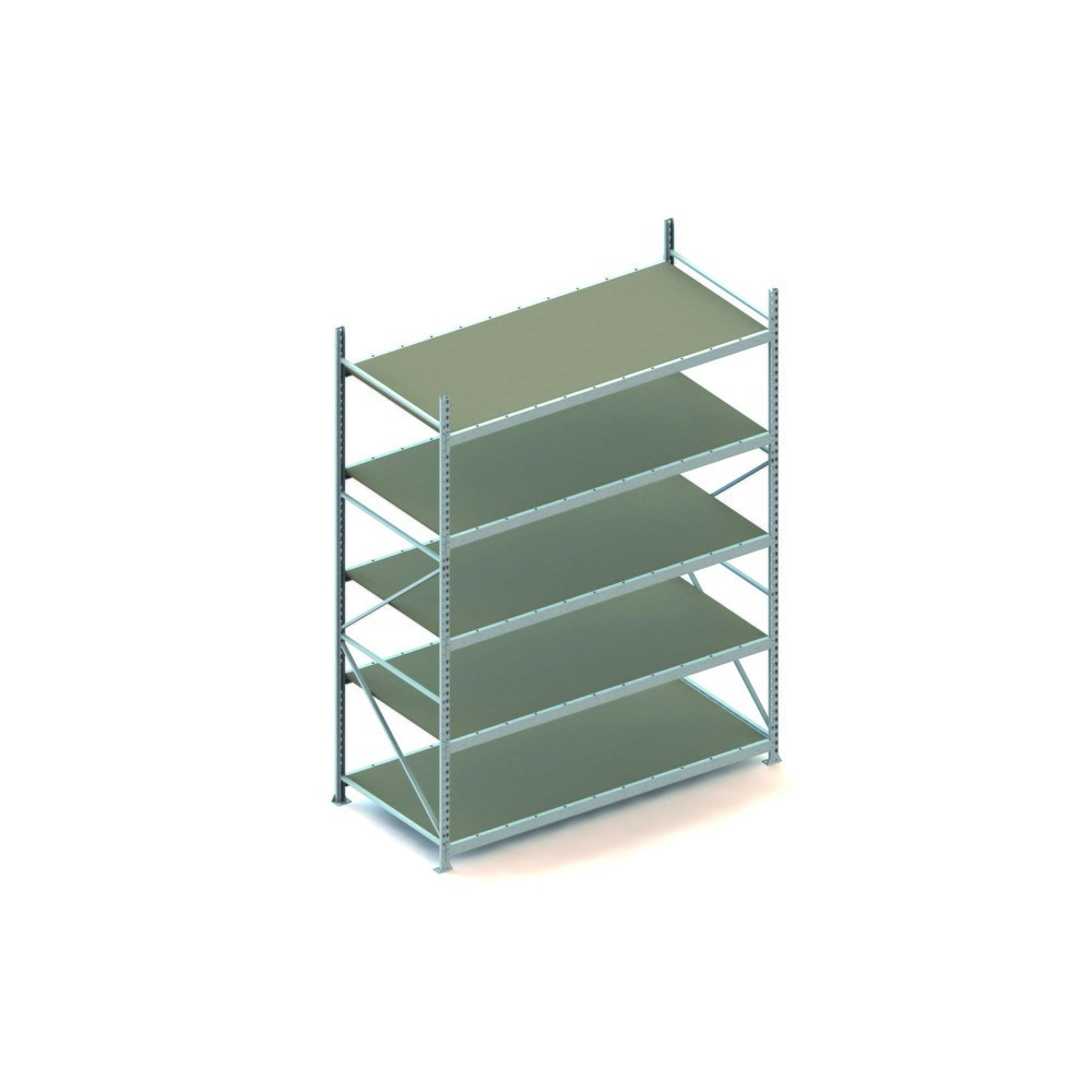 Produktabbildung: META Weitspannregal, mit Spanplatten, FL 600 kg, GF, HxBxT 3.000 x 2.200 x 1.050 mm