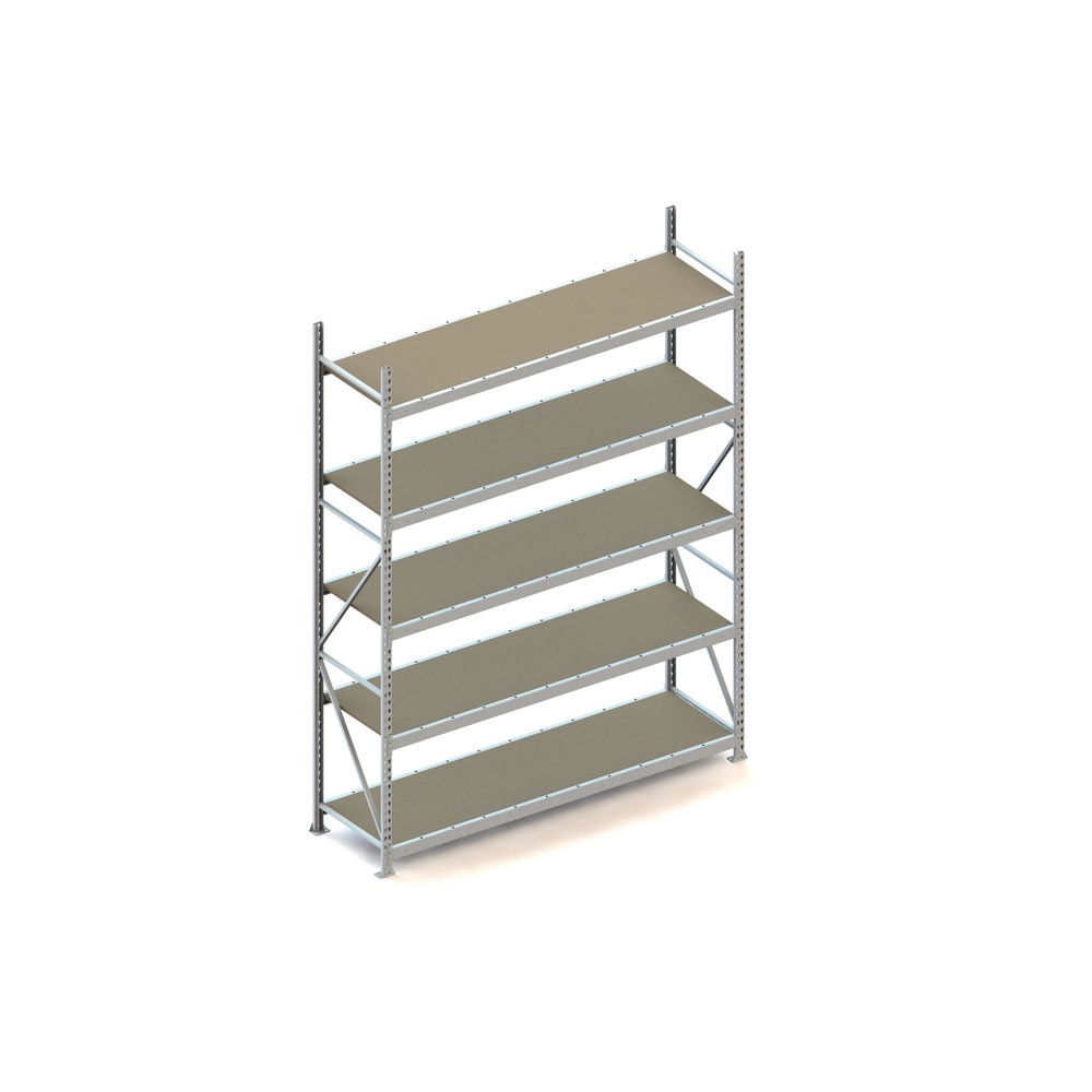 Produktabbildung: META Weitspannregal, mit Spanplatten, FL 600 kg, GF, HxBxT 3.000 x 2.200 x 650 mm