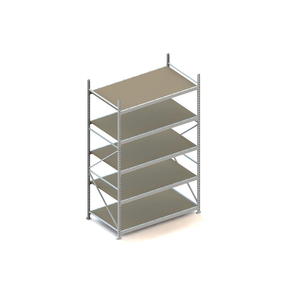 Produktabbildung: META Weitspannregal, mit Spanplatten, FL 600 kg, GF, HxBxT 3.000 x 1.800 x 1.050 mm
