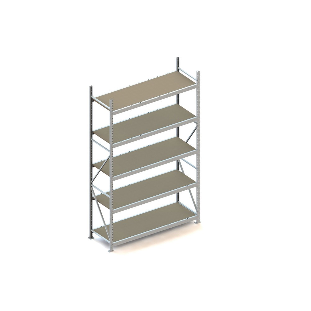 Produktabbildung: META Weitspannregal, mit Spanplatten, FL 600 kg, GF, HxBxT 3.000 x 1.800 x 650 mm