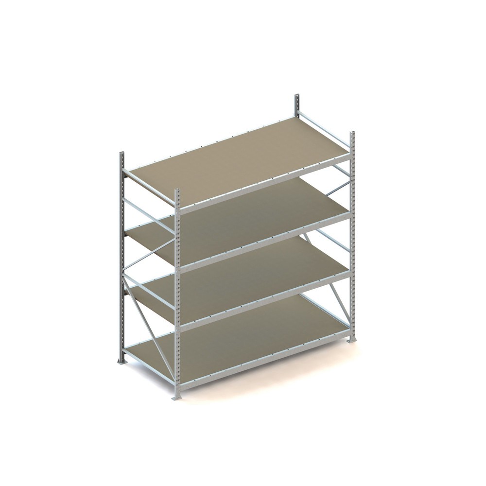 Produktabbildung: META Weitspannregal, mit Spanplatten, FL 600 kg, GF, HxBxT 2.500 x 2.200 x 1.050 mm