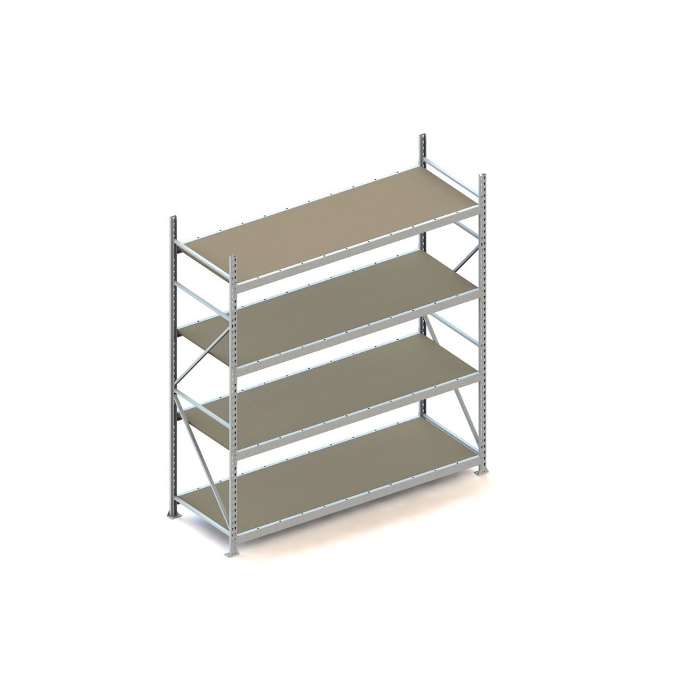 Produktabbildung: META Weitspannregal, mit Spanplatten, FL 600 kg, GF, HxBxT 2.500 x 2.200 x 800 mm