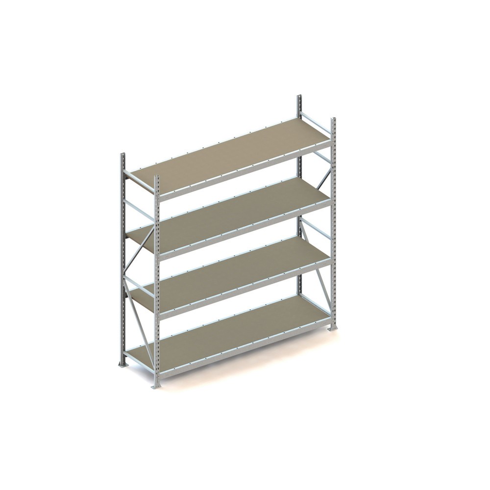 Produktabbildung: META Weitspannregal, mit Spanplatten, FL 600 kg, GF, HxBxT 2.500 x 2.200 x 650 mm