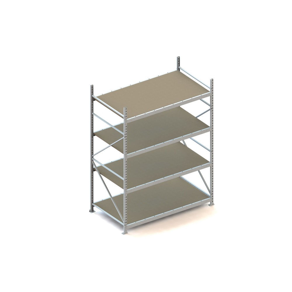 Produktabbildung: META Weitspannregal, mit Spanplatten, FL 600 kg, GF, HxBxT 2.500 x 1.800 x 1.050 mm