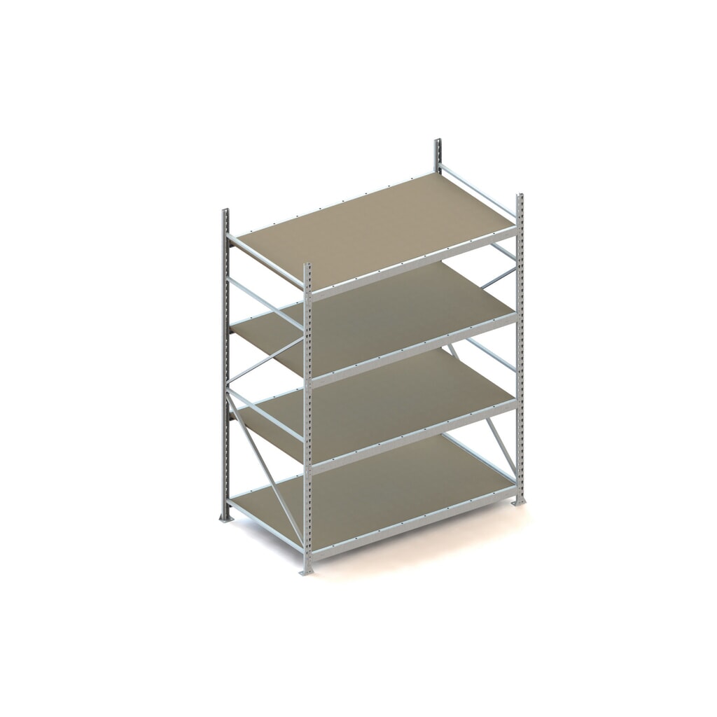 META Weitspannregal, mit Spanplatten, FL 600 kg, GF, HxBxT 2.500 x 1.800 x 1.050 mm Produktabbildung: META Weitspannregal, mit Spanplatten, FL 600 kg, GF, HxBxT 2.500 x 1.800 x 1.050 mm