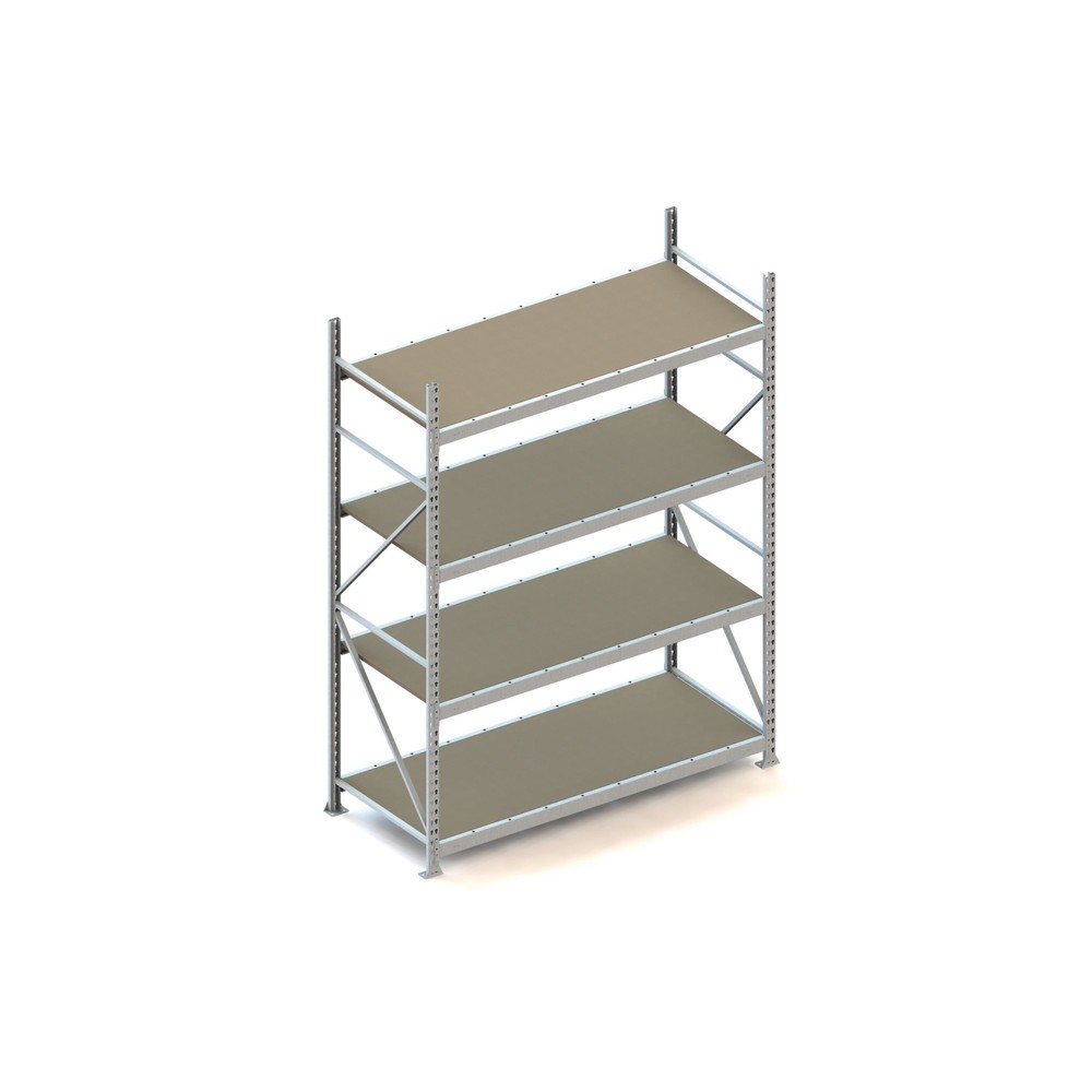 Produktabbildung: META Weitspannregal, mit Spanplatten, FL 600 kg, GF, HxBxT 2.500 x 1.800 x 800 mm