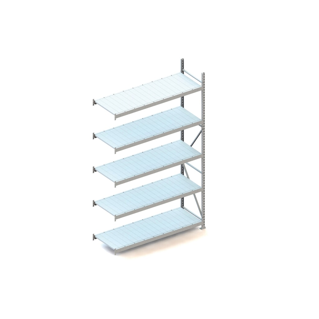 META Weitspannregal, mit Stahlpaneelen, FL 600 kg, AF, HxBxT 3.000 x 1.800 x 650 mm Produktabbildung: META Weitspannregal, mit Stahlpaneelen, FL 600 kg, AF, HxBxT 3.000 x 1.800 x 650 mm