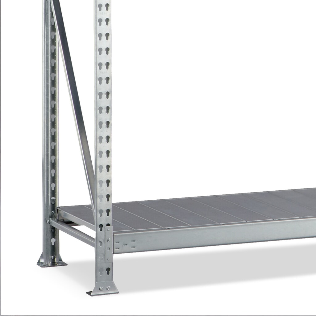 META Weitspannregal, mit Stahlpaneelen, FL 600 kg, GF, HxBxT 2.500 x 1.800 x 1.050 mm Produktabbildung Nr. 2: META Weitspannregal, mit Stahlpaneelen, FL 600 kg, GF, HxBxT 2.500 x 1.800 x 1.050 mm