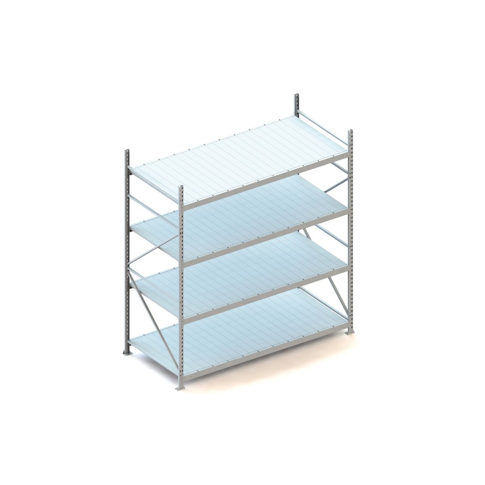Produktabbildung: META Weitspannregal, mit Stahlpaneelen, FL 600 kg, GF, HxBxT 2.500 x 2.200 x 1.050 mm