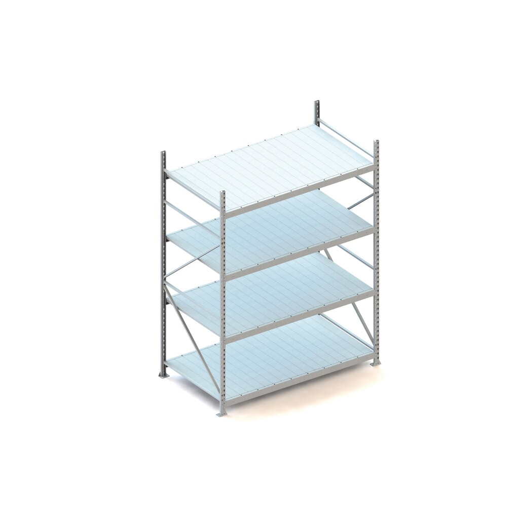 META Weitspannregal, mit Stahlpaneelen, FL 600 kg, GF, HxBxT 2.500 x 1.800 x 1.050 mm Produktabbildung: META Weitspannregal, mit Stahlpaneelen, FL 600 kg, GF, HxBxT 2.500 x 1.800 x 1.050 mm