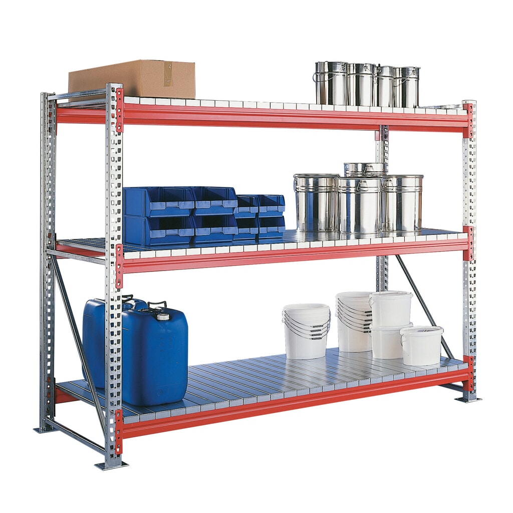 Produktabbildung Nr. 2: META Weitspannregal, mit Stahlpaneelen, GF, verzinkt/rotorange, HxBxT 2.700 x 1.825 x 1.100 mm