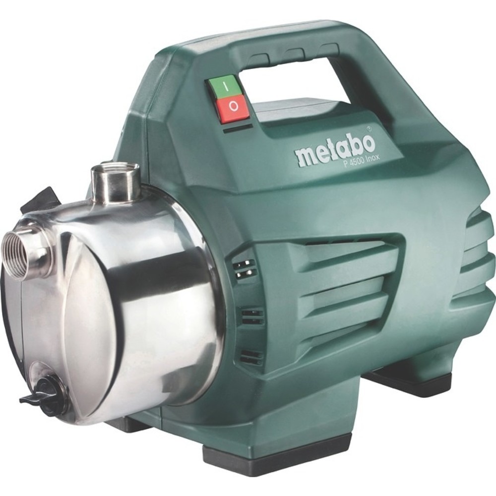 Produktabbildung: METABO Gartenpumpe P 4500 Inox, Edelstahl, 4500 l/h 48 m 4,8 bar 1300 W, 25,4 mm (1″) IG
