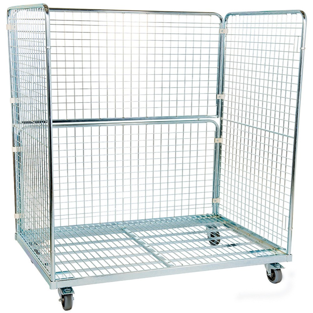 Produktabbildung: Metall-Rollbehälter, 3-seitig, feinmaschig, HxBxT 1.820 x 800 x 1.600 mm