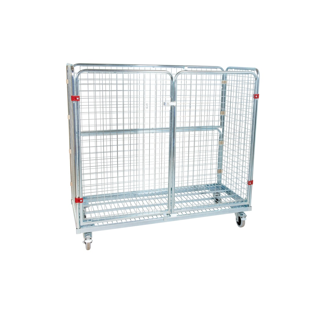 Produktabbildung: Metall-Rollbehälter, 4-seitig, feinmaschig, HxBxT 1.400 x 620 x 1.500 mm