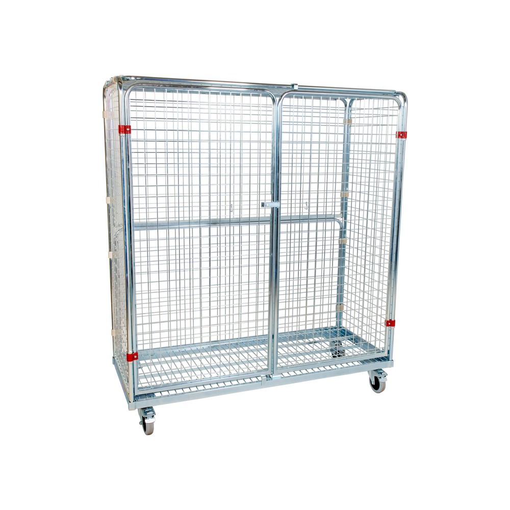 Produktabbildung: Metall-Rollbehälter, 5-seitig, feinmaschig, Anti-Diebstahl, HxBxT 1.400 x 620 x 1.500 mm