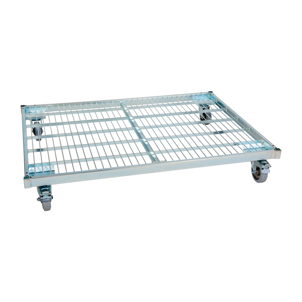Produktabbildung: Metall-Rollplatte, blau verzinkt, BxT 800 x 1.200 mm, Rollen-Ø 125 mm