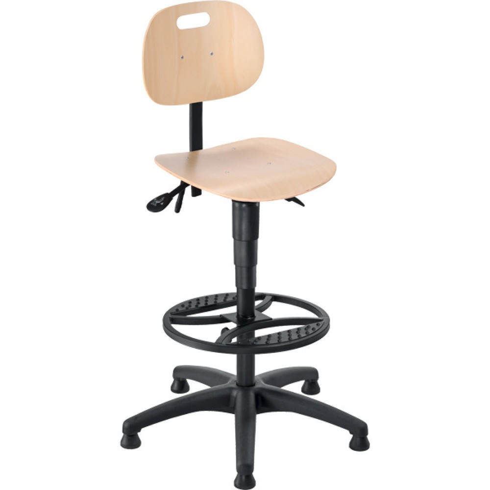 Produktabbildung: meychair Arbeitsdrehstuhl Ability Buche, Sitzhöhe 590-840 mm, Kunststoffbasis, Bodengleiter, Fußring