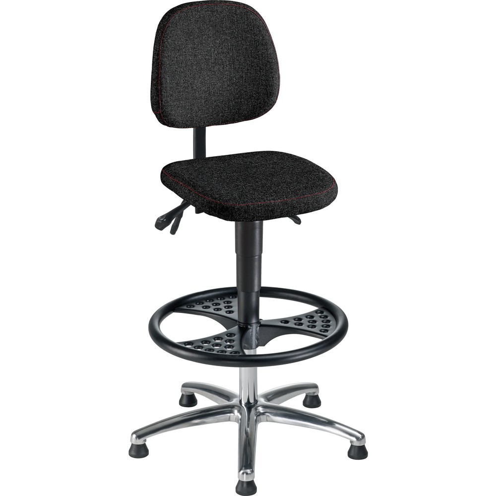 Produktabbildung: meychair Arbeitsdrehstuhl High-Level II, Stoffpolster, Sitzhöhe 590-840 mm, Stahlbasis verchromt, Bodengleiter, Fußring
