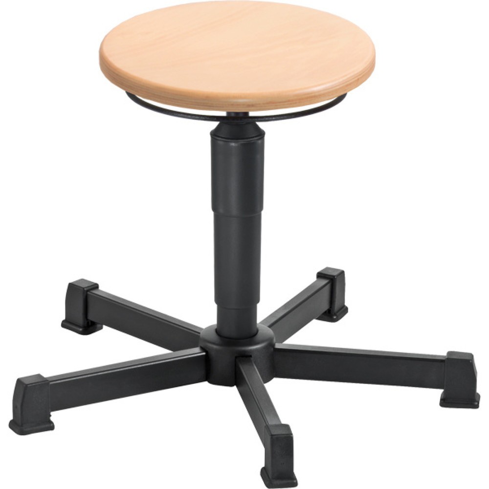 Produktabbildung: meychair Hocker Allround, Sitz aus Buche, Sitzhöhe 350-480 mm, Stahlbasis, Bodengleiter