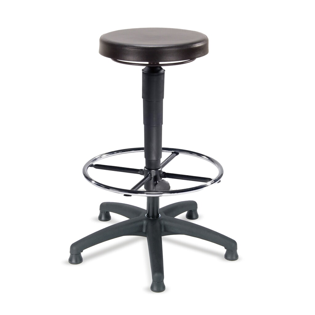 meychair Hocker Universal Plus, Kunstledersitz, Sitzhöhe 620-870 mm, Kunststoffbasis, Bodengleiter Produktabbildung: meychair Hocker Universal Plus, Kunstledersitz, Sitzhöhe 620-870 mm, Kunststoffbasis, Bodengleiter