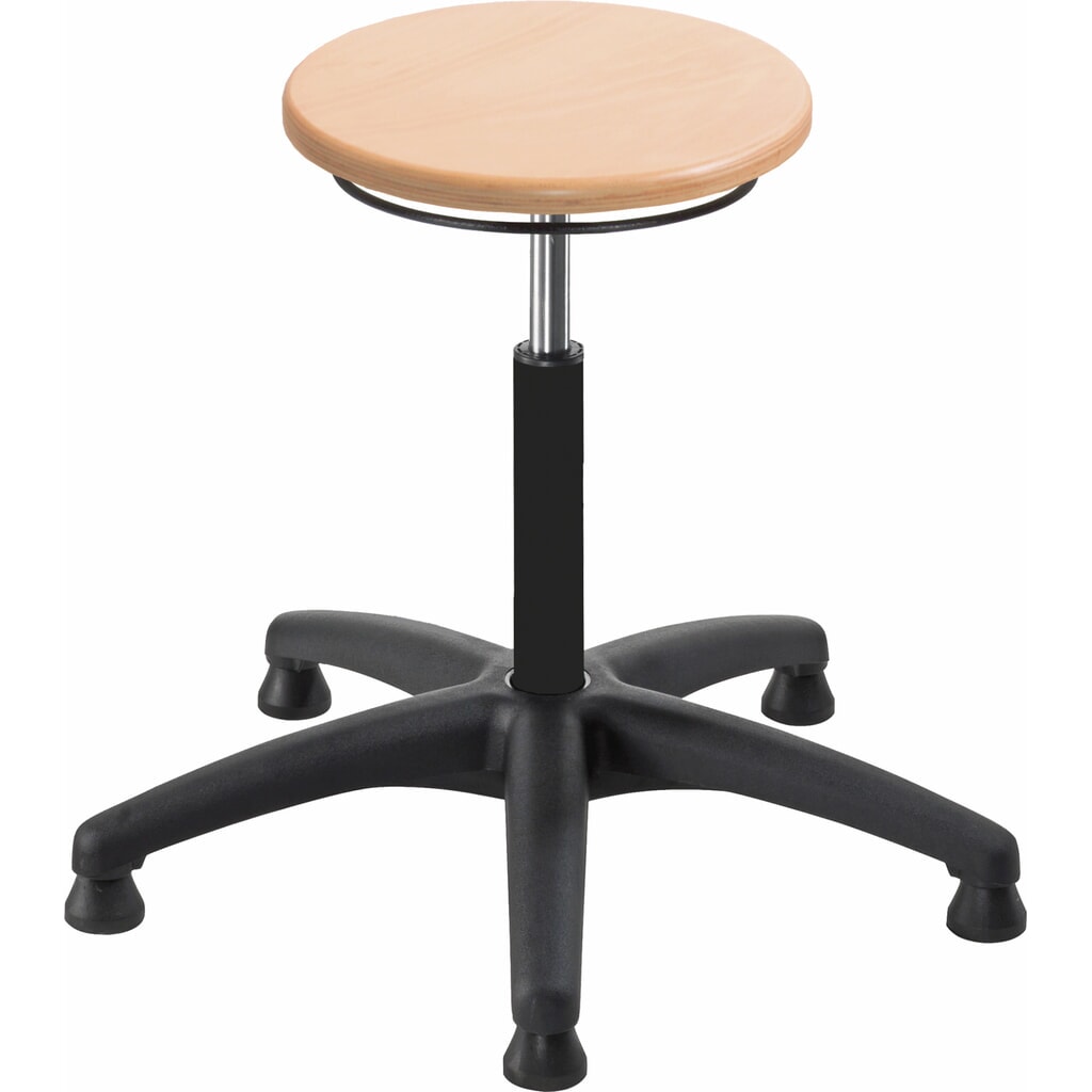 meychair Hocker Universal Plus, Sitz aus Buche, Sitzhöhe 390-520 mm, Kunststoffbasis, Bodengleiter Produktabbildung: meychair Hocker Universal Plus, Sitz aus Buche, Sitzhöhe 390-520 mm, Kunststoffbasis, Bodengleiter
