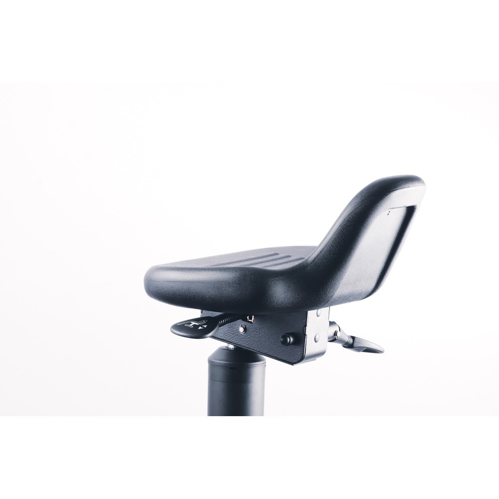 Produktabbildung Nr. 4: meychair Stehhilfe, dreh- und neigbarer PU-Sitz, Sitzhöhe 620-890 mm, Stahlbasis, kurze Rückenlehne