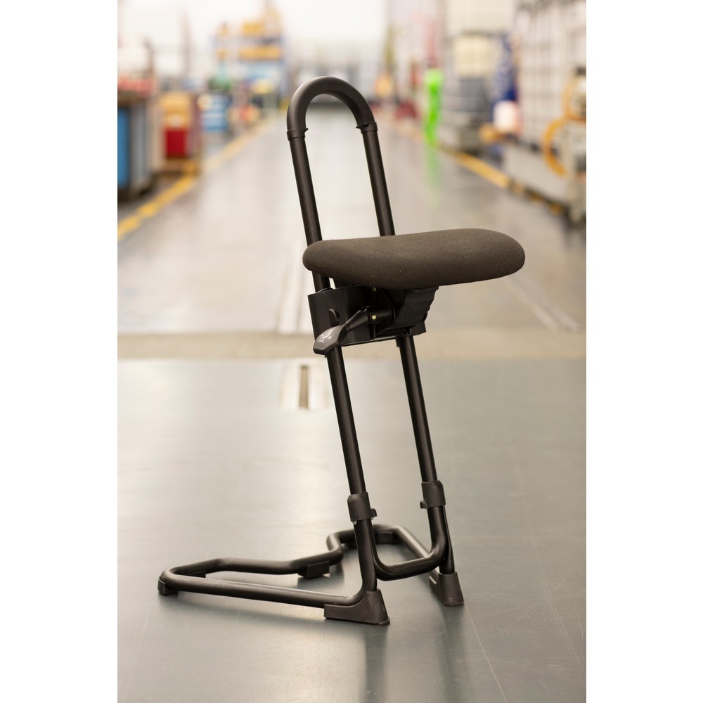 Produktabbildung Nr. 2: meychair Stehhilfe mit Rollen, Stoffpolster, Sitzhöhe 610-860 mm, Bodengleiter, Standfuß