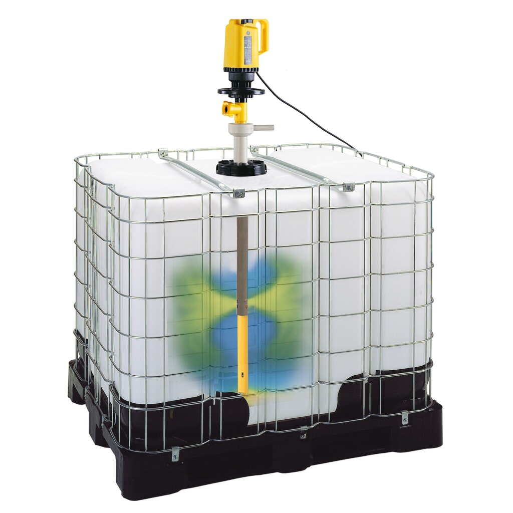 Mischwerk u. Container-Pumpe, für 200-Liter-Fässer u. 1.000-Liter-IBC Produktabbildung: Mischwerk u. Container-Pumpe, für 200-Liter-Fässer u. 1.000-Liter-IBC