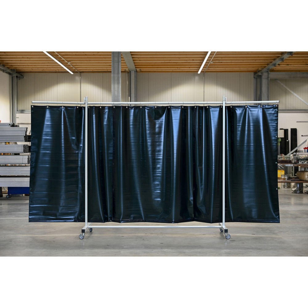 Produktabbildung Nr. 3: Mobile Schutzstellwand mit Schwenkarmen, nach ISO EN 25980 (EN 1598), 3-tlg., Plane 0,4 mm, dunkelgrün/matt