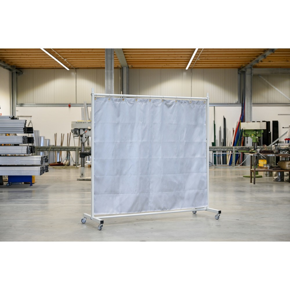 Produktabbildung Nr. 2: Mobile Schutzstellwand, Hitzeschutz-/Spritzerschutzdecke gemäß DIN EN 13501-1, 1-tlg., Lamellen 2 mm, grau/silber