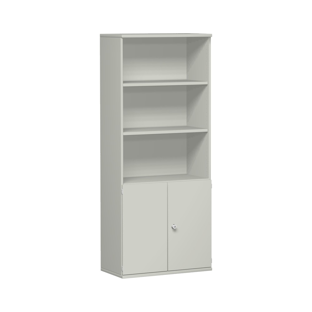 Produktabbildung: Geramöbel Modulschrank Profi mit Holztüren, 5 OH, lichtgrau