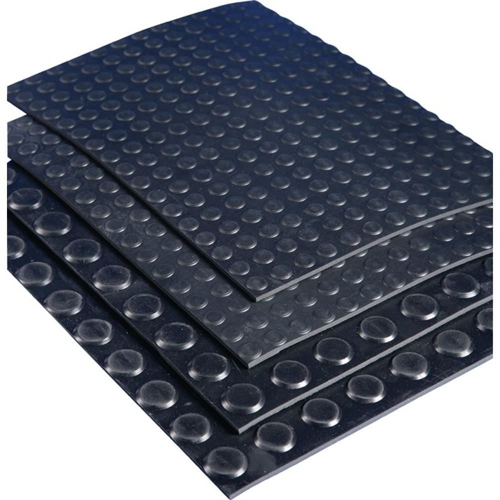 Produktabbildung: MÖLLER Gummiflachnoppenmatte ElaQprem, schwarz NR/SBR, Breite 1,2 m Länge 10 m Dicke 3 mm, Rolle