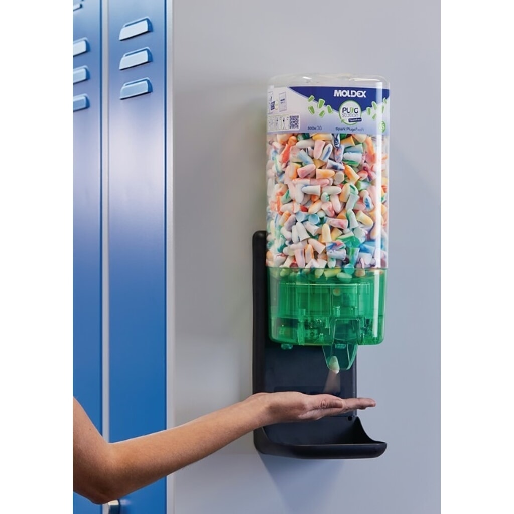 Produktabbildung Nr. 3: MOLDEX® Gehörschutzspender PlugStation TouchFree, mit Füllung Spark Plugs (500 Paar)