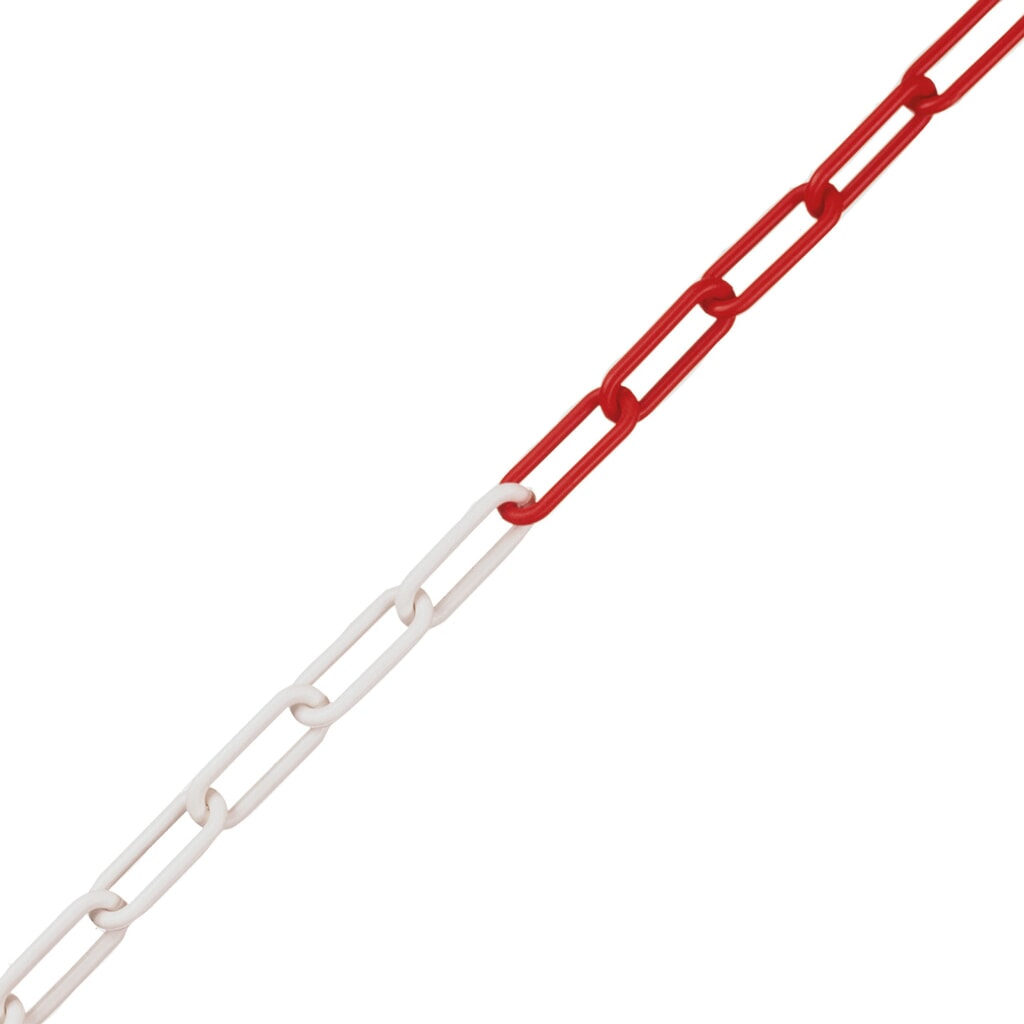 Produktabbildung: Absperrkette, PE, Stärke 6 mm, Länge 10 m, rot/weiß