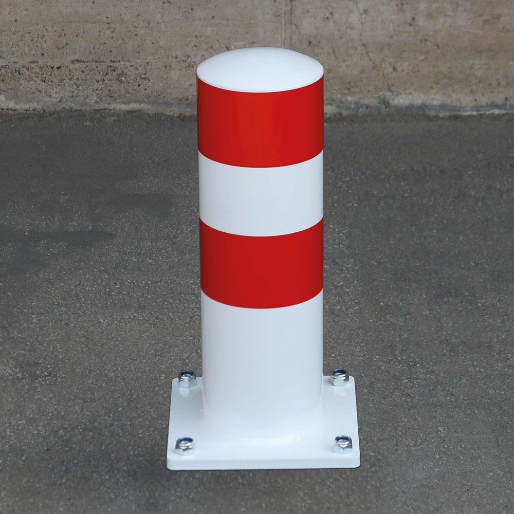 Produktabbildung: MORAVIA Rammschutzpoller BLACK BULL als LKW-Parkhilfe, Außenbereich, rot-weiß, Höhe 500 mm , Ø 159 mm